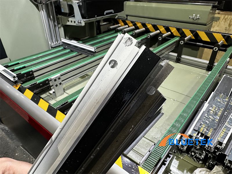 Mounting holes for aluminum mullions. Mounting holes for aluminum mullions.